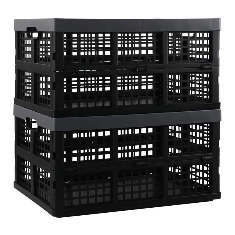 Pekky 34 Quart Plastic Milk Crates Stackable, Collapsible Storage Crate, 2 Packs - Image 1